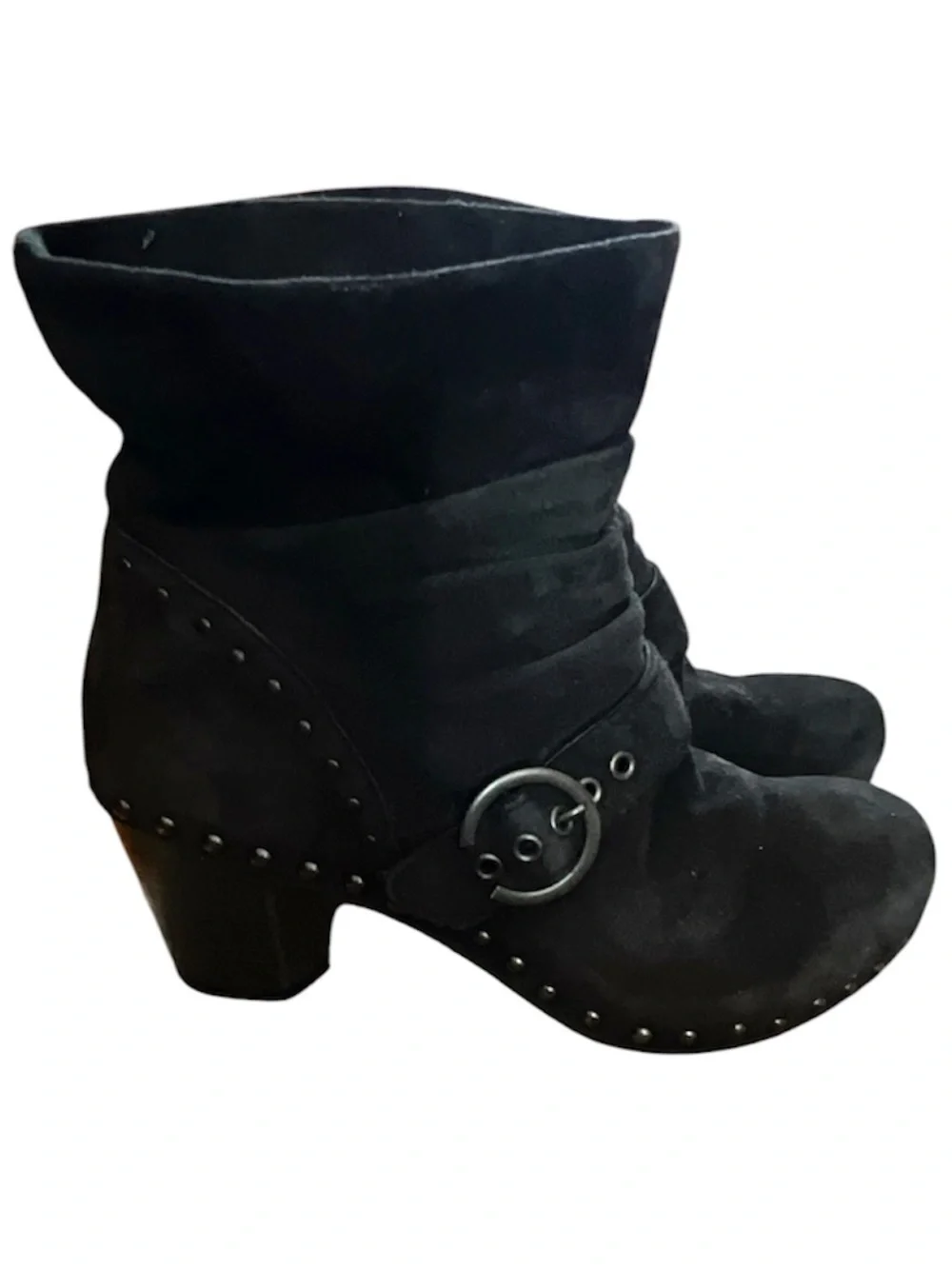 Dansko Y2K Black Suede Studded Ankle Bootie with Buckle 38